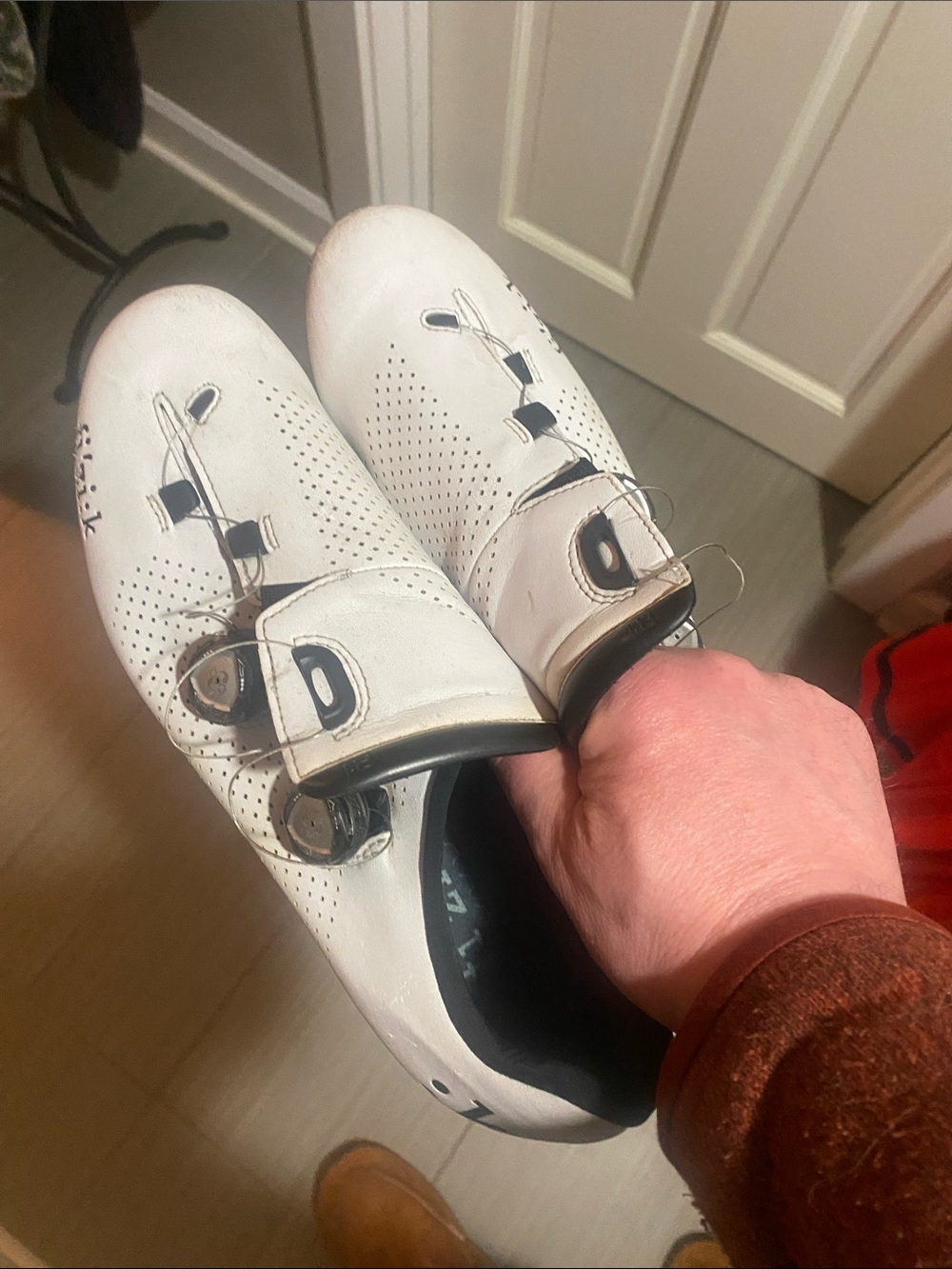 Men's Fizik White carbon Cycling Shoes 46.5